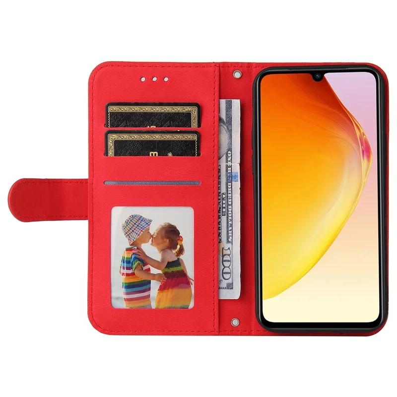 For vivo V25e 4G / V25 5G Leather Wallet Cases Skin Touch Phone Cover Stand with Strap - Red