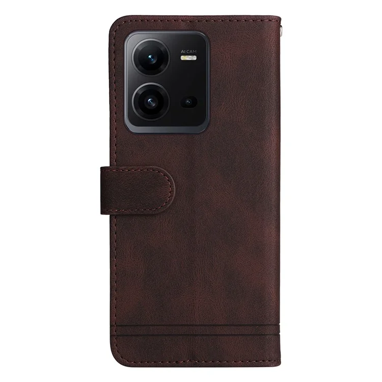 For vivo V25e 4G / V25 5G Leather Wallet Cases Skin Touch Phone Cover Stand with Strap - Brown