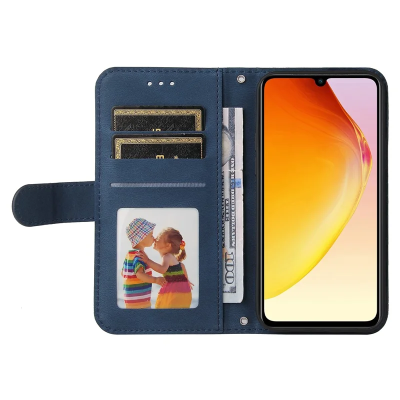 For vivo V25e 4G / V25 5G Leather Wallet Cases Skin Touch Phone Cover Stand with Strap - Blue