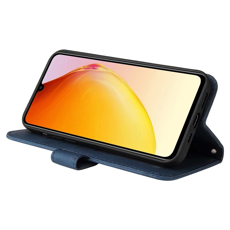 For vivo V25e 4G / V25 5G Leather Wallet Cases Skin Touch Phone Cover Stand with Strap - Blue