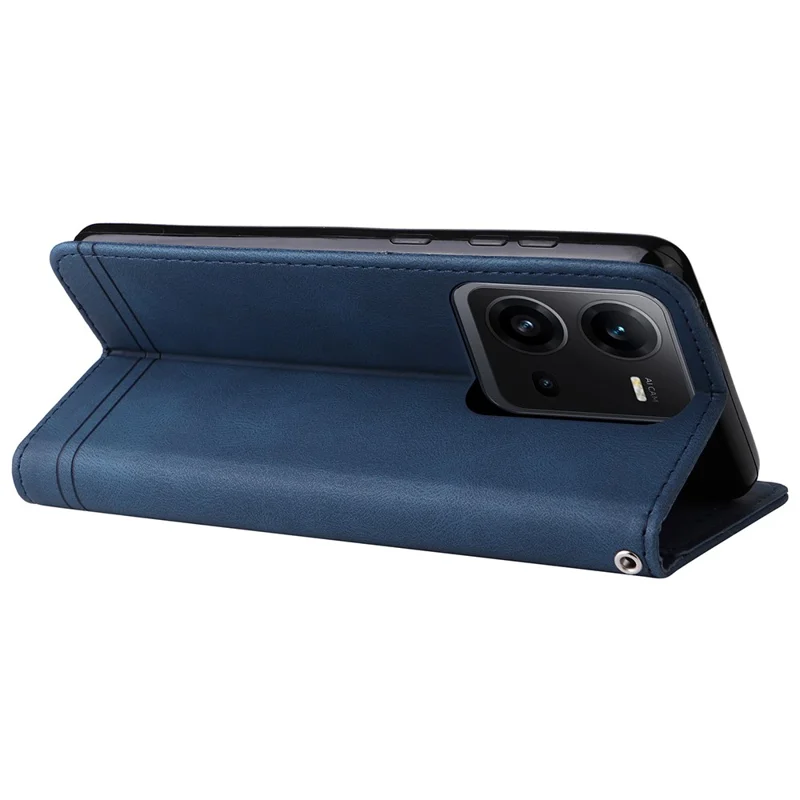 For vivo V25e 4G / V25 5G Leather Wallet Cases Skin Touch Phone Cover Stand with Strap - Blue