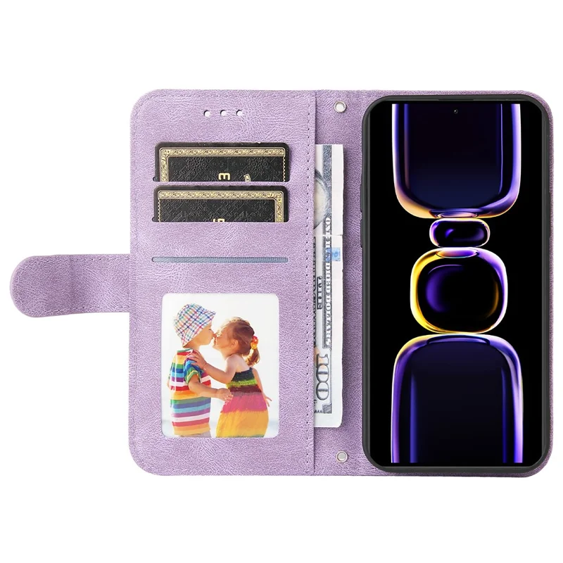 For Xiaomi Poco F5 Pro 5G / Redmi K60 Pro 5G / Redmi K60 5G Leather Wallet Cases Skin Touch Phone Cover Stand with Strap - Purple
