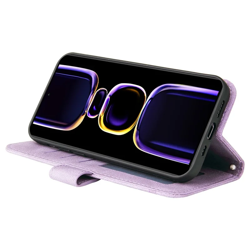 For Xiaomi Poco F5 Pro 5G / Redmi K60 Pro 5G / Redmi K60 5G Leather Wallet Cases Skin Touch Phone Cover Stand with Strap - Purple