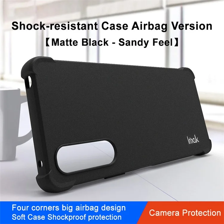 IMAK For Sony Xperia 10 V Matte Texture Four Corners Airbag Anti-Drop Phone Case TPU Cell Phone Shell - Black