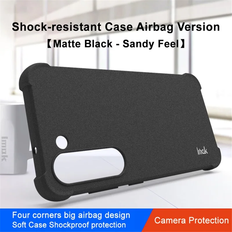 Coque pour téléphone portable IMAK pour Samsung Galaxy S23+, coque de téléphone mate TPU à coussins gonflables anti-chute aux quatre coins - Noir