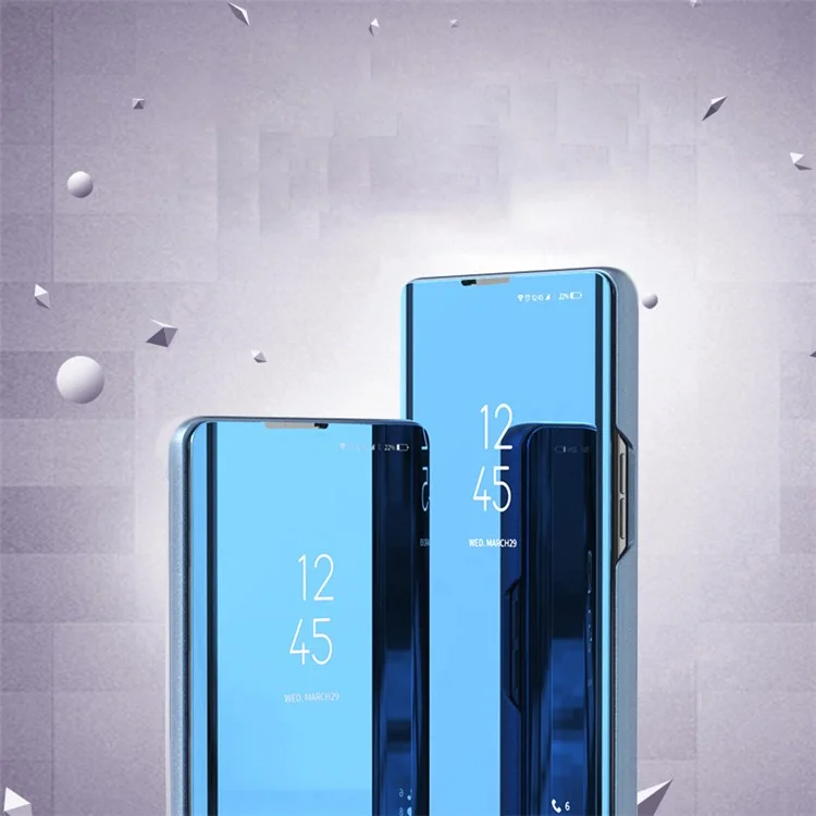 Capa de Couro para Honor X9a 5G / Magic5 Lite 5G Janela de Visualização Espelho Eletroprateado Capa de Telefone - Azul Céu