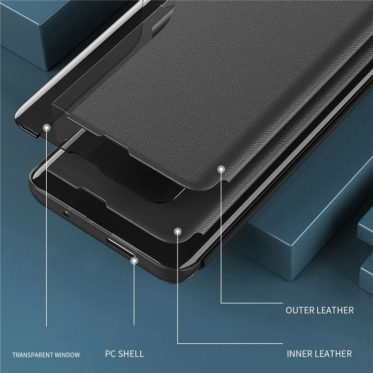 For Honor X9a 5G / Magic5 Lite 5G Capa Flip de Couro PU com Janela Lateral - Preta