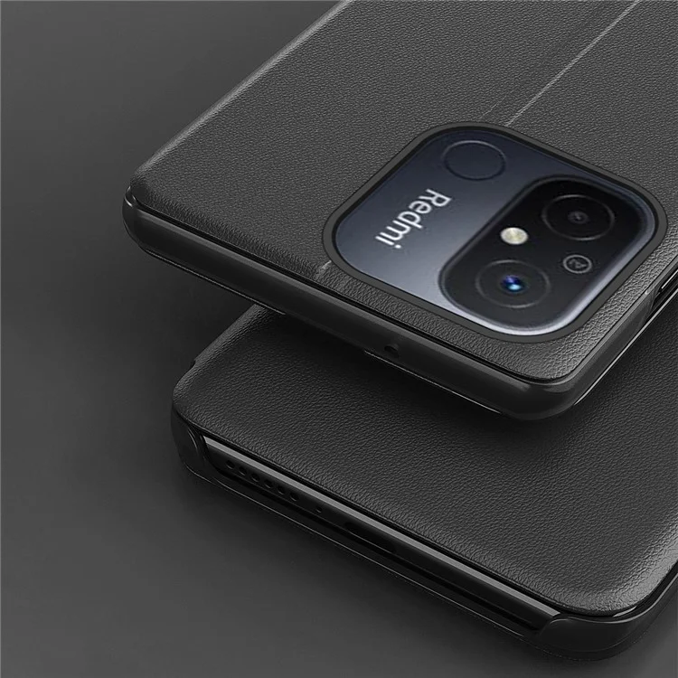 For Xiaomi Redmi 12C 4G Phone Case Folio Flip PU Leather Stand Cover - Black