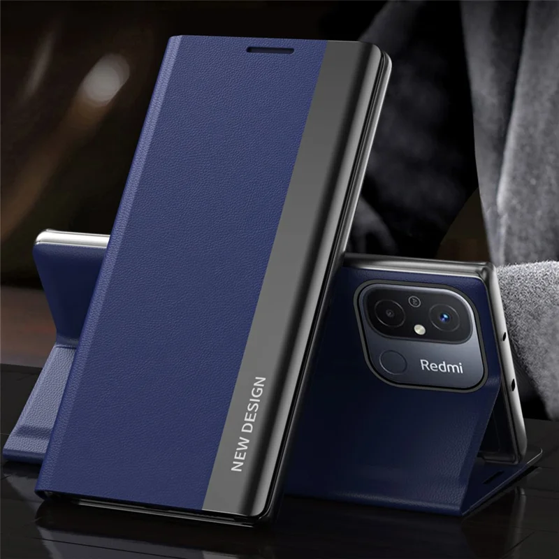 Para Xiaomi Redmi 12C 4G Funda de teléfono con tapa de piel PU y soporte - Zafiro