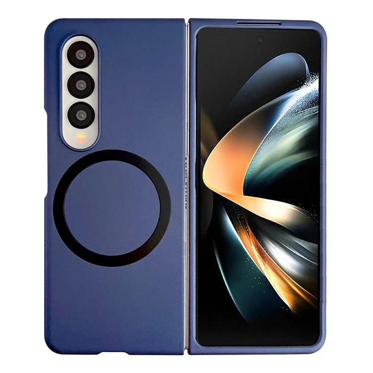 For Samsung Galaxy Z Fold4 5G Phone Cover Skin-touch Hard PC Case Compatible with MagSafe - Sapphire