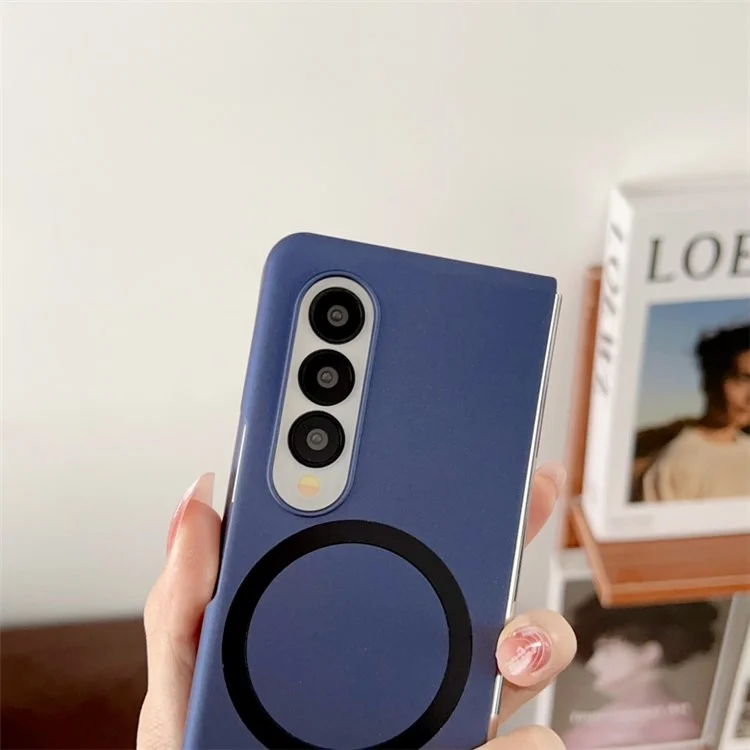 For Samsung Galaxy Z Fold4 5G Phone Cover Skin-touch Hard PC Case Compatible with MagSafe - Sapphire