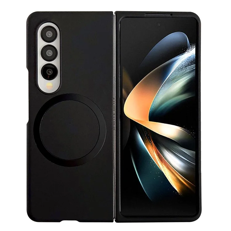 Funda para el teléfono Samsung Galaxy Z Fold4 5G, carcasa rígida de PC con tacto suave, compatible con MagSafe - Negro