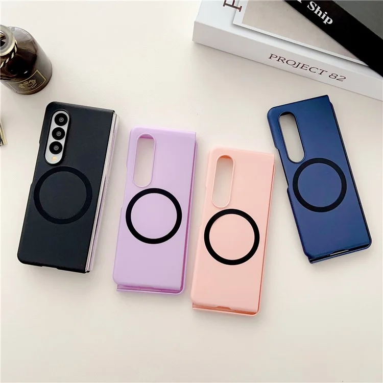 Funda para el teléfono Samsung Galaxy Z Fold4 5G, carcasa rígida de PC con tacto suave, compatible con MagSafe - Negro