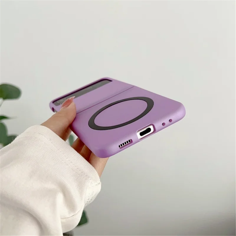 Для Samsung Galaxy Z Flip4 5G Совместимый с MagSafe чехол для телефона с кожаным покрытием - жесткий ПК чехол - розовый