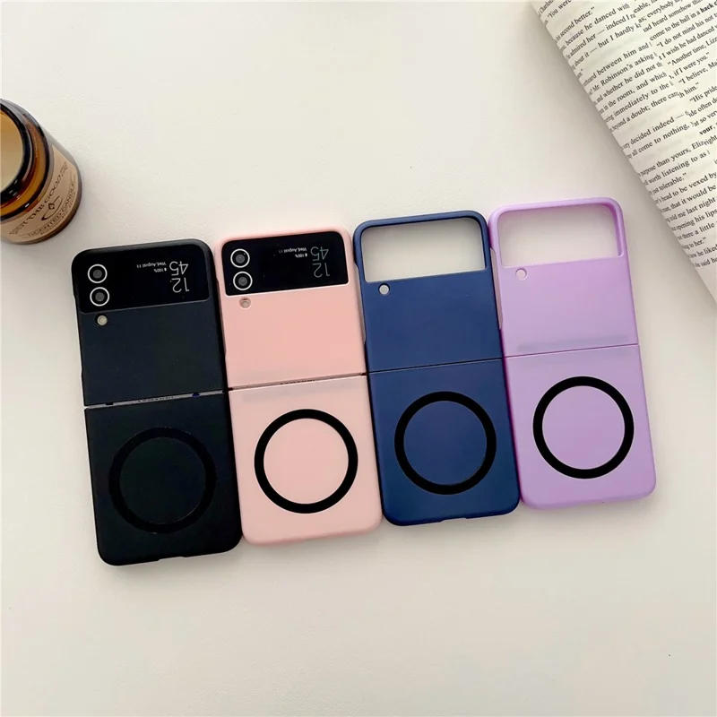 Для Samsung Galaxy Z Flip4 5G Совместимый с MagSafe чехол для телефона с кожаным покрытием - жесткий ПК чехол - розовый