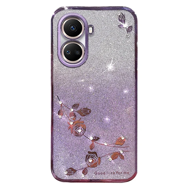 KADEM For Huawei nova 10 SE 4G Gradient Glitter Cell Phone Case Flower Rhinestone Decor Soft TPU Cover - Purple