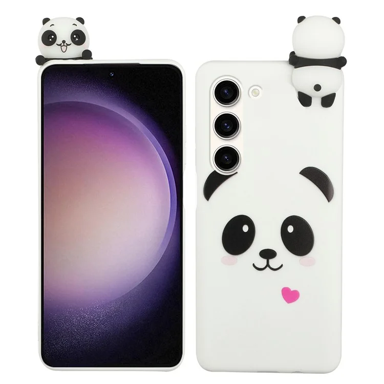 For Samsung Galaxy S23+ Cartoon Phone Case 3D Animal Figure TPU+Silicone Anti-drop Cover - White Panda