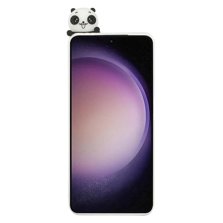 For Samsung Galaxy S23+ Cartoon Phone Case 3D Animal Figure TPU+Silicone Anti-drop Cover - White Panda