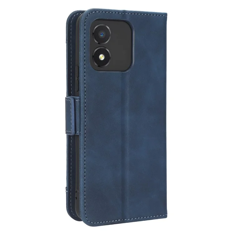Футляр-книжка из натуральной кожи PU для телефона Honor X5 4G, с множеством карманов и слотов, подставкой и защитой от царапин - синий