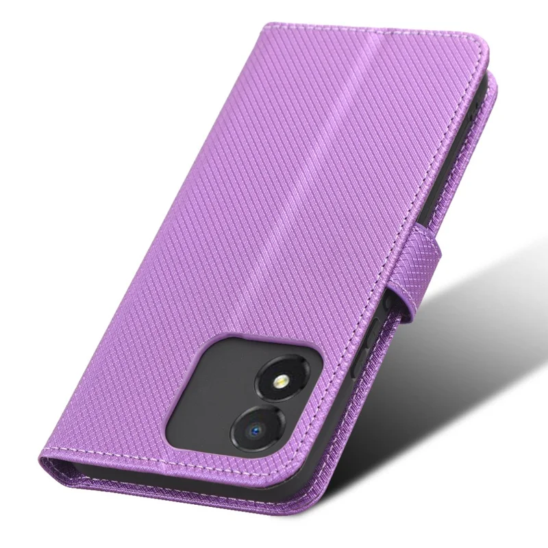 For Honor X5 4G Phone Case Diamond Texture PU Leather Wallet Drop-proof Stand Cover - Purple
