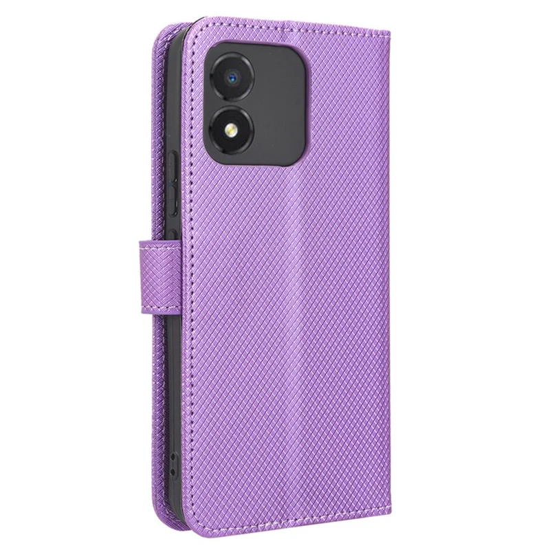 For Honor X5 4G Phone Case Diamond Texture PU Leather Wallet Drop-proof Stand Cover - Purple