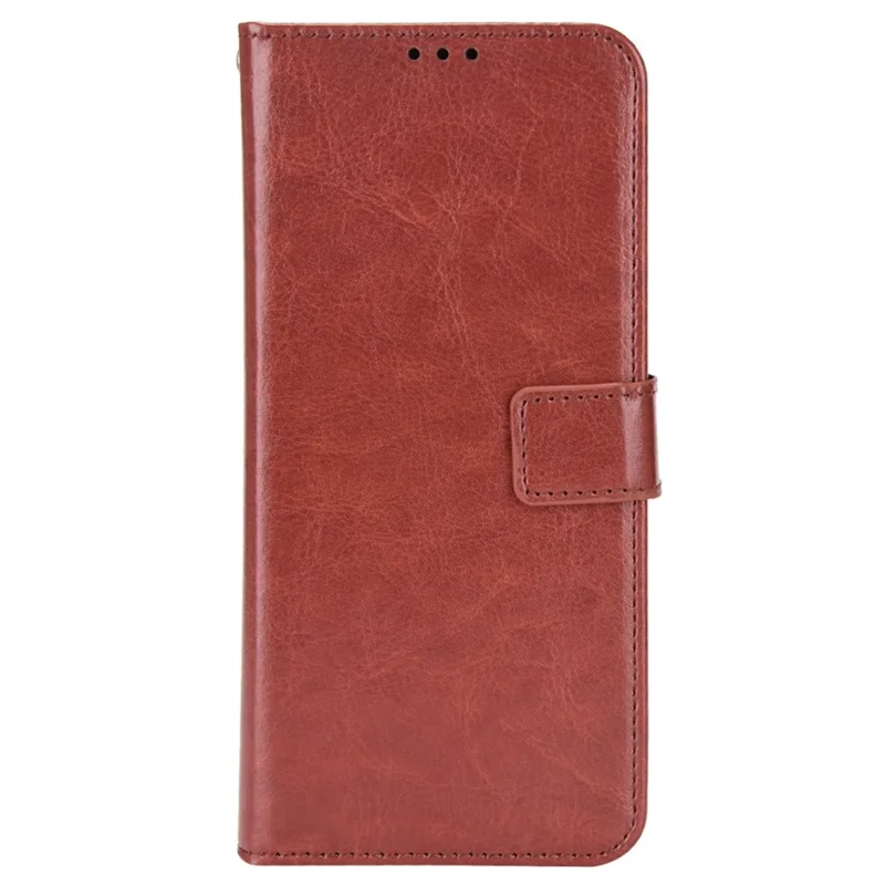 For Realme C55 4G / Narzo N55 4G Leather Protective Phone Case Crazy Horse Texture Cellphone Cover with Stand Wallet - Brown