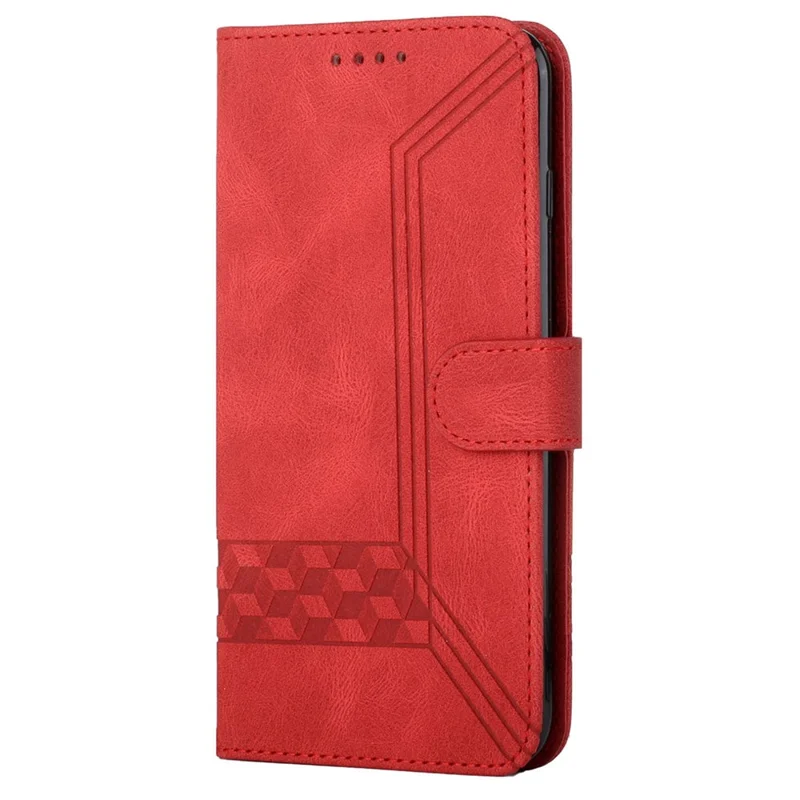 For Samsung Galaxy A14 5G / 4G Phone Case with Strap Imprint PU Leather Wallet Stand Cover - Red