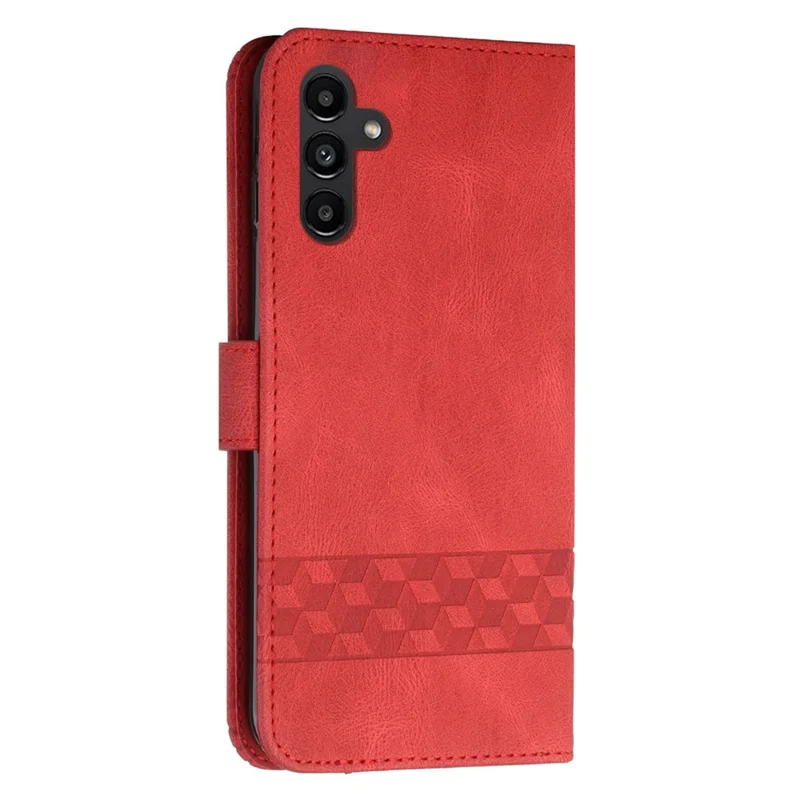 For Samsung Galaxy A14 5G / 4G Phone Case with Strap Imprint PU Leather Wallet Stand Cover - Red