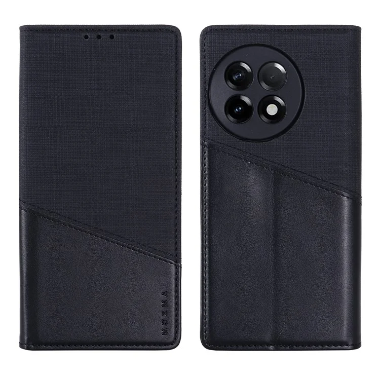 MUXMA MX109 RFID Blocking Phone Case для OnePlus 11R 5G / Ace 2 5G, PU Leather Magnetic Wallet Cover Stand - Black