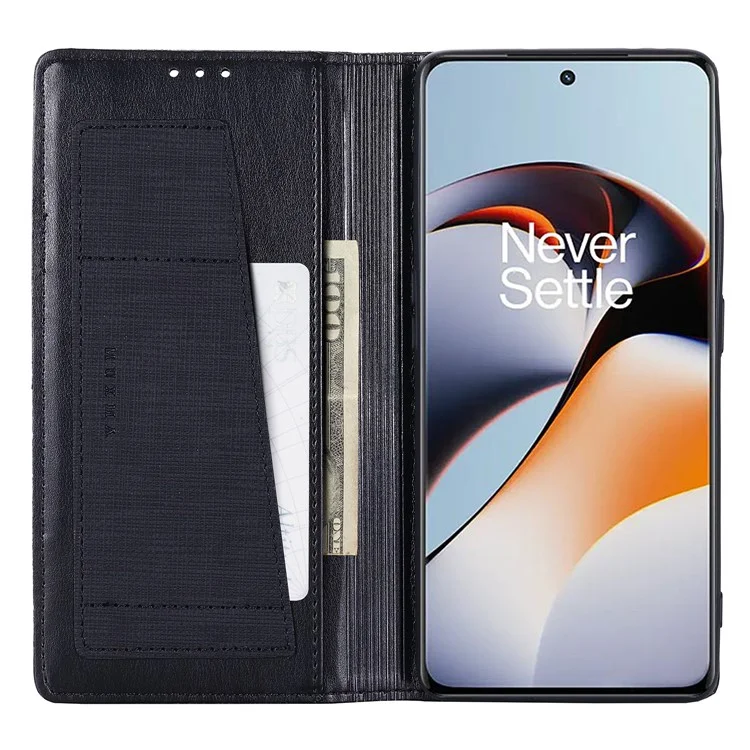 MUXMA MX109 RFID Blocking Phone Case для OnePlus 11R 5G / Ace 2 5G, PU Leather Magnetic Wallet Cover Stand - Black