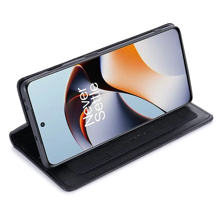 MUXMA MX109 RFID Blocking Phone Case для OnePlus 11R 5G / Ace 2 5G, PU Leather Magnetic Wallet Cover Stand - Black