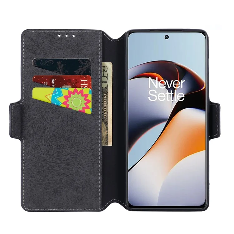 Чехол для телефона MUXMA MX115 с перекрестной текстурой для OnePlus 11R 5G / Ace 2 5G, кожаный кошелек-книжка - черный