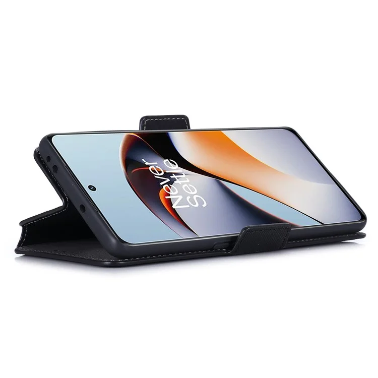 Чехол для телефона MUXMA MX115 с перекрестной текстурой для OnePlus 11R 5G / Ace 2 5G, кожаный кошелек-книжка - черный