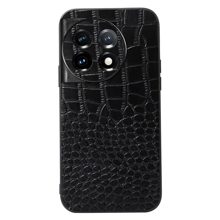 Чехол для OnePlus Ace 2 5G / 11R 5G, из натуральной кожи с покрытием из ПК+ТПУ с текстурой под крокодила - черный