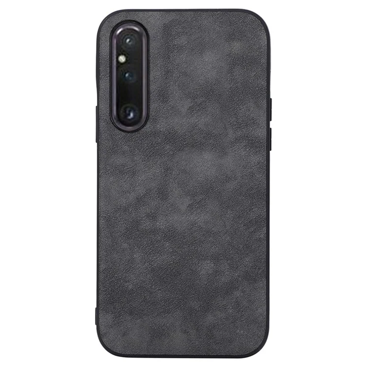 For Sony Xperia 1 V Phone Shell Textured PU Leather Coated PC+TPU Protector Cover - Black