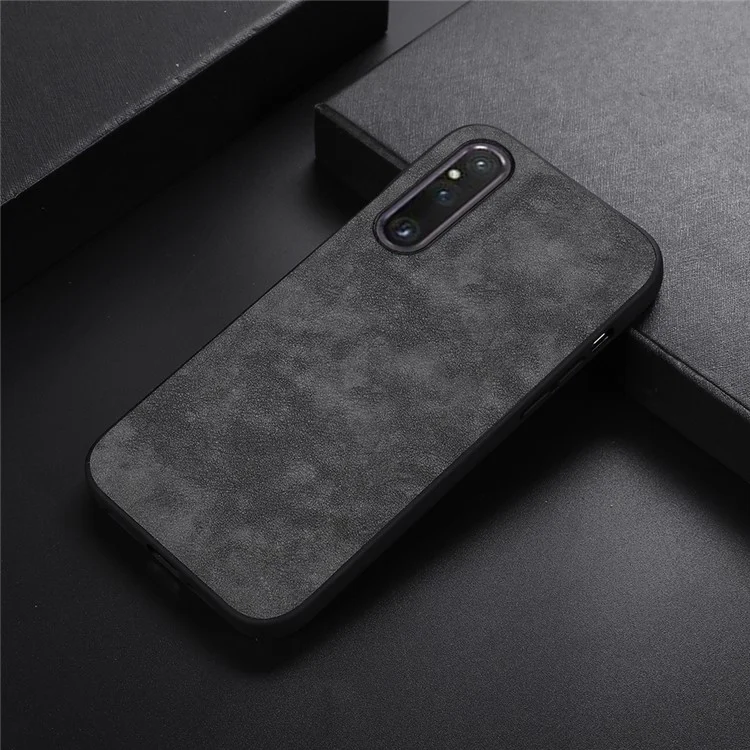 For Sony Xperia 1 V Phone Shell Textured PU Leather Coated PC+TPU Protector Cover - Black