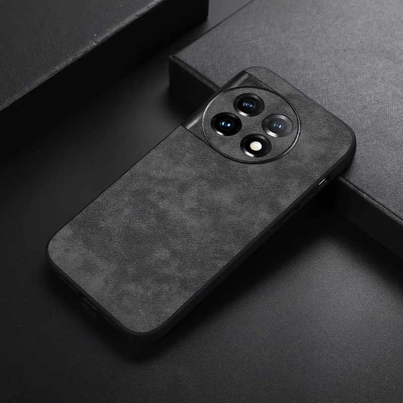 Para OnePlus Ace 2 5G / 11R 5G Capa de Telefone Móvel Texturizada à Prova de Pó de Couro PU + PC + TPU - Preto