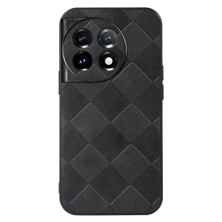 Для OnePlus Ace 2 5G / 11R 5G PC+TPU+PU Кожаный чехол для телефона Защита от царапин Текстура в сетку Чехол для мобильного телефона - Черный