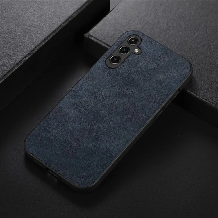 Phone Case For Samsung Galaxy A24 4G (162.1 x 77.6 x 8.3mm) , Cowhide Textured PU Leather Coated TPU+PC Protective Cover - Blue