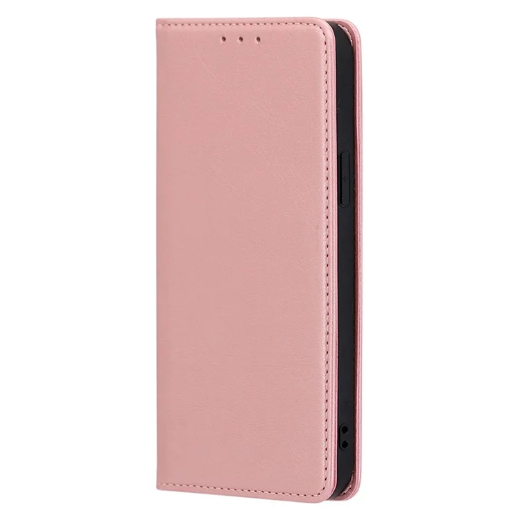 For Honor X7a 5G Calf Texture Phone Case Magnetic Auto-absorbed Wallet Leather Stand Cover - Rose Gold