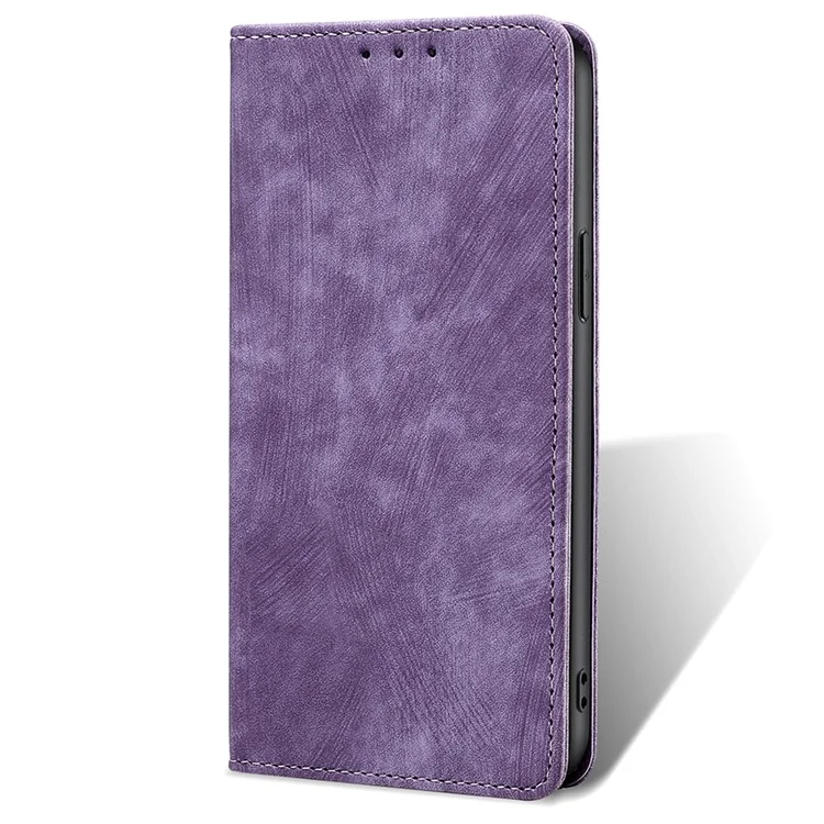 For Honor X7a 5G RFID Blocking Protective Cover Magnetic Leather Wallet Phone Stand Case - Purple