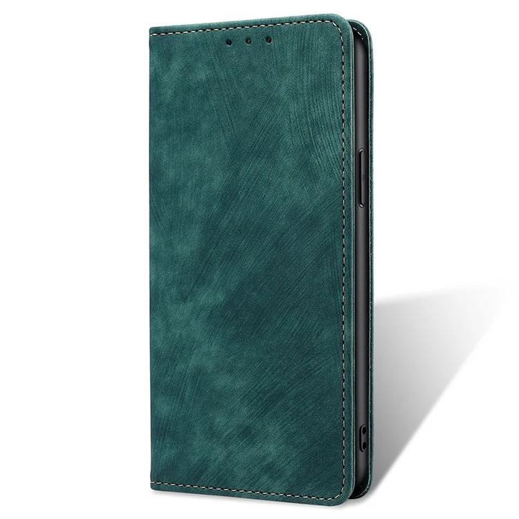 For Honor X7a 5G RFID Blocking Protective Cover Magnetic Leather Wallet Phone Stand Case - Green