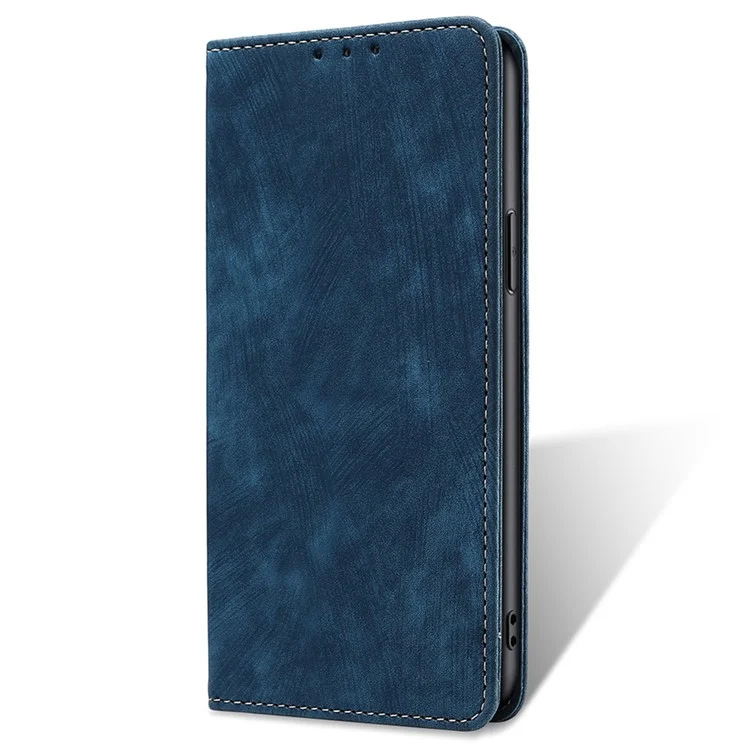 For Honor X7a 5G RFID Blocking Protective Cover Magnetic Leather Wallet Phone Stand Case - Blue