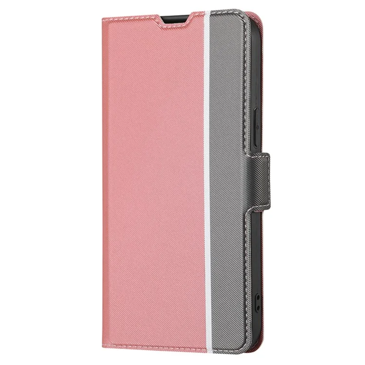 For Honor X7a 5G Cell Phone Leather Case Card Holder Stand Twill Texture Phone Cover - Pink