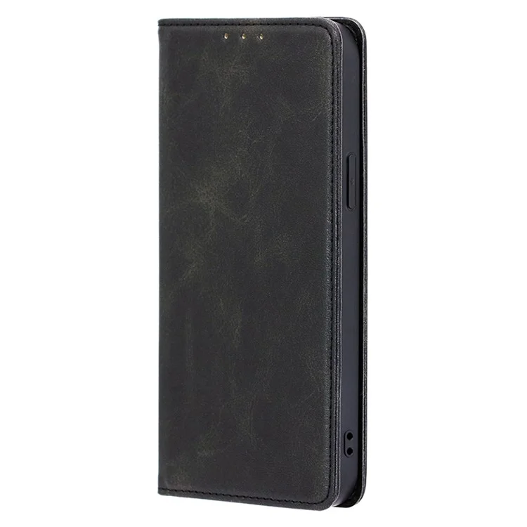 Funda de teléfono de cuero de poliuretano + TPU con soporte para Honor X8a 4G, textura de ternera, cierre magnético antirrecaída - Negro
