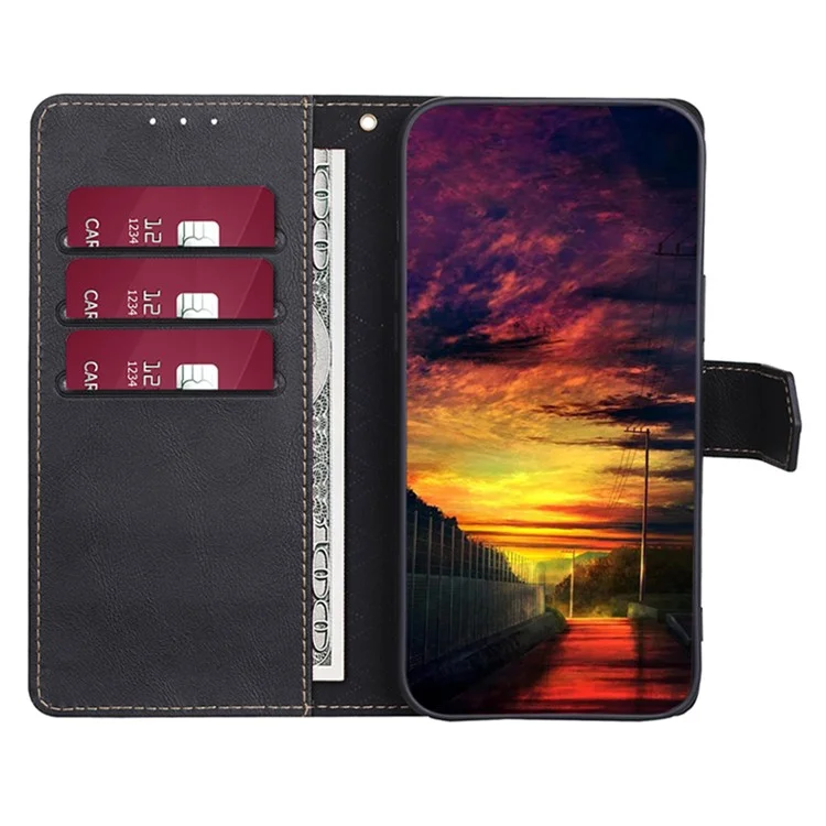 RFID Blocking Cell Phone Case for Honor X8a 4G, Textura de Piel de Vaca Pu Leather Wallet Stand Cover - Negro