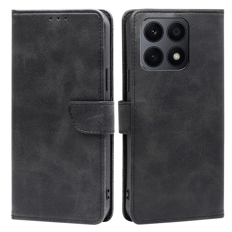 For Honor X8a 4G Cartera TPU+PU Funda de Teléfono de Cuero con Cierre Magnético y Soporte - Negro