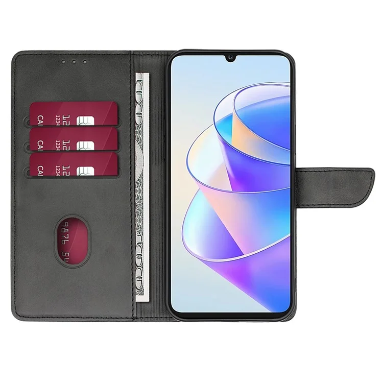 For Honor X8a 4G Cartera TPU+PU Funda de Teléfono de Cuero con Cierre Magnético y Soporte - Negro