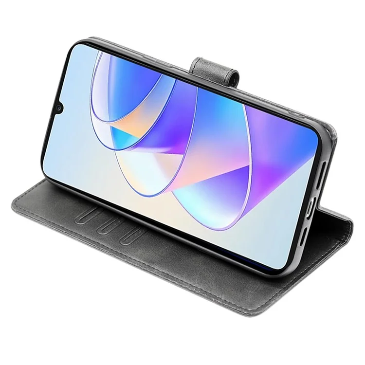 For Honor X8a 4G Cartera TPU+PU Funda de Teléfono de Cuero con Cierre Magnético y Soporte - Negro