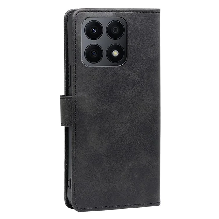 For Honor X8a 4G Cartera TPU+PU Funda de Teléfono de Cuero con Cierre Magnético y Soporte - Negro